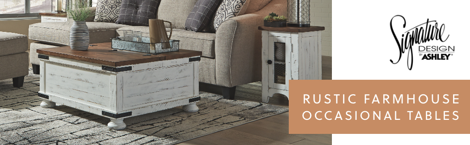 rustic farmhouse occasional tables signature design by ashley furntiture