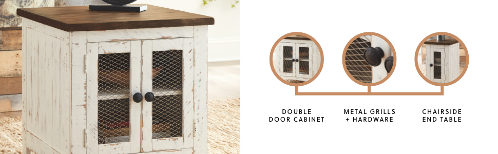 double door cabinet metal grills and hardware chairside end table